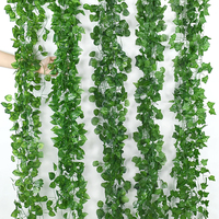 2.1M Artificial Plant Green Ivy Leaf Garland Silk Wall Hanging Vine Home Garden Decoration Wedding Party DIY Fake Wreath Leaves