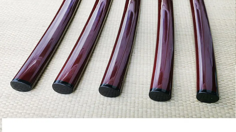 Japanische Schwertscheide, Holz-Saya-Scheide, Kirschholzfarbene Bemalung, 76cm Länge, Polyester-Seil Sageo, Samurai-Schwertscheide – Detail 8
