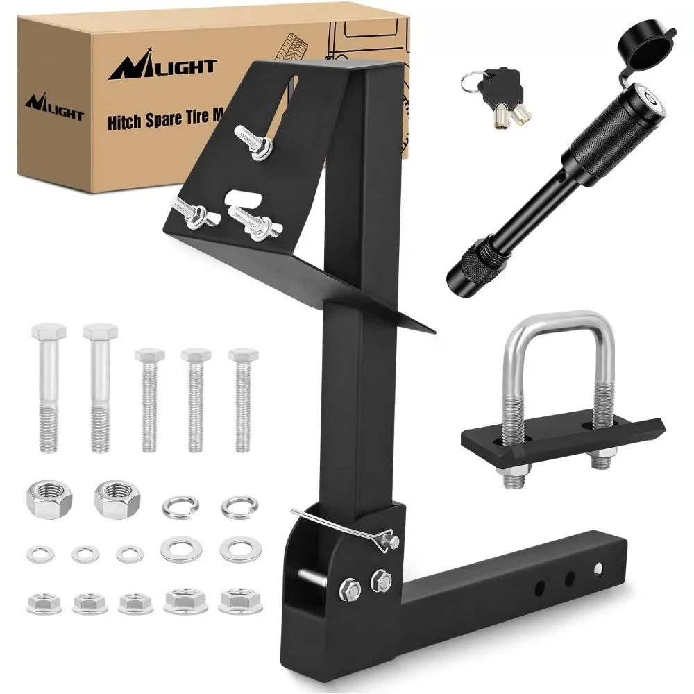 

Adjustable Trailer Hitch Spare Tire Carrier for 2 Inch Receiver Fits 4,5,6 Lug Wheels on Trucks SUVs ATVs