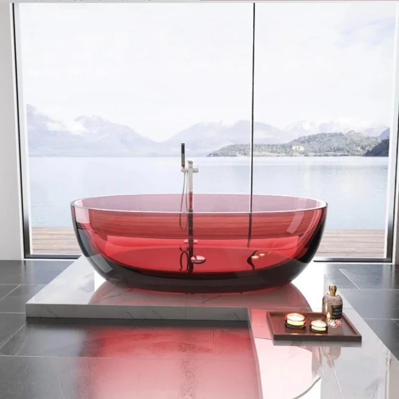

Transparent bathtub Household color crystal resin Internet celebrity small apartment hotel Double adult bathtub