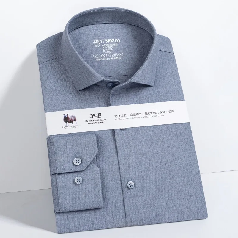 

Man Shirt Plus Size Big and Tall 5XL Modal Polyester wool Casual Long Sleeve Men's Shirt Work White Shirt for Men Long Sleeve