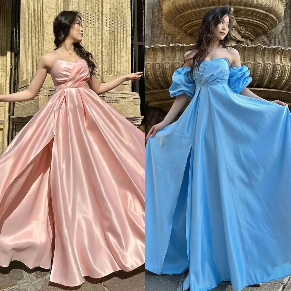 

Customized Modern Style Elegant Charmeuse Ruched Draped A-line Sweetheart Long Dresses Bespoke Occasion Dresses Sizes Available