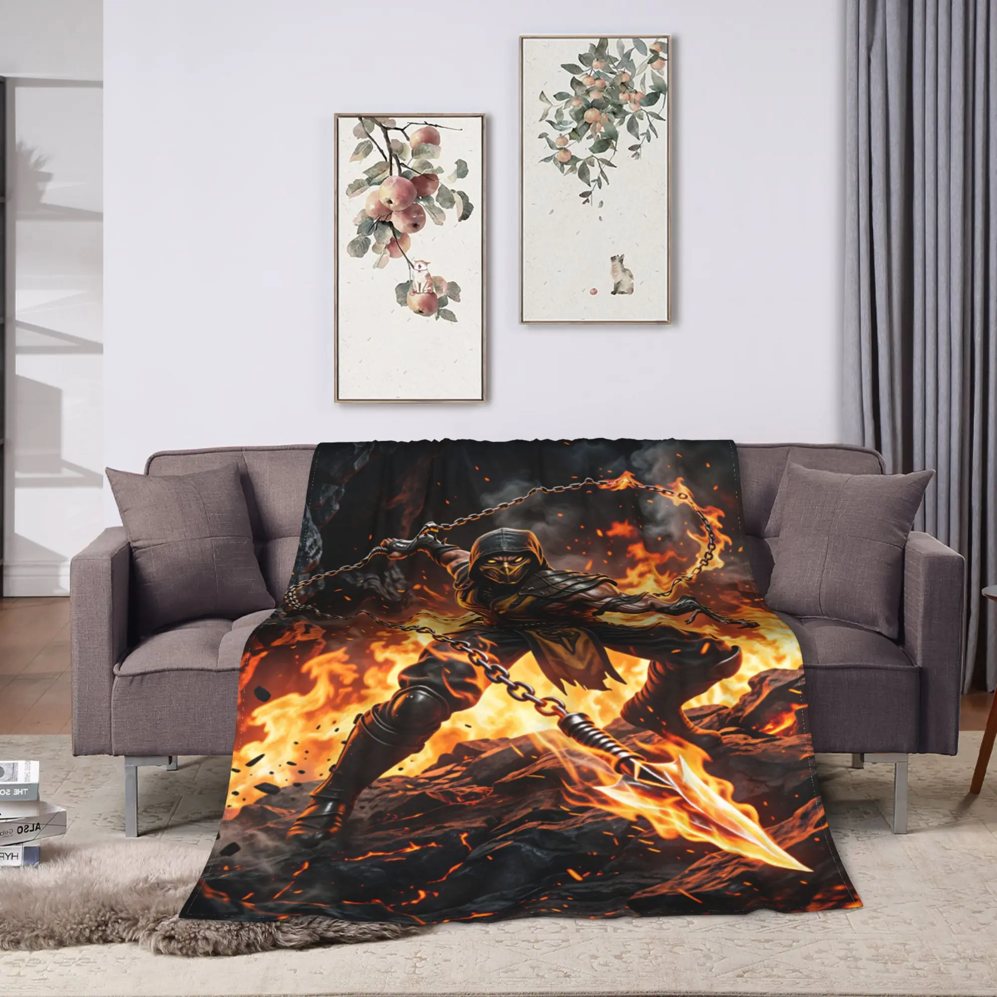 M-Mortal Kombat  Blanket Quality Warm  Throw Blanket Winter Camping Living Room Novelty Bedspread