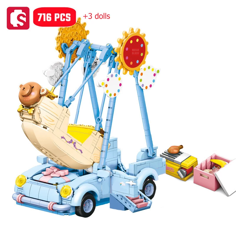 SEMBAO Pirate Ship Model Assemblage Building Blocks Cute Desktop Ornaments Home Decorations Kids Toys Girls Gifts Birthday Gifts