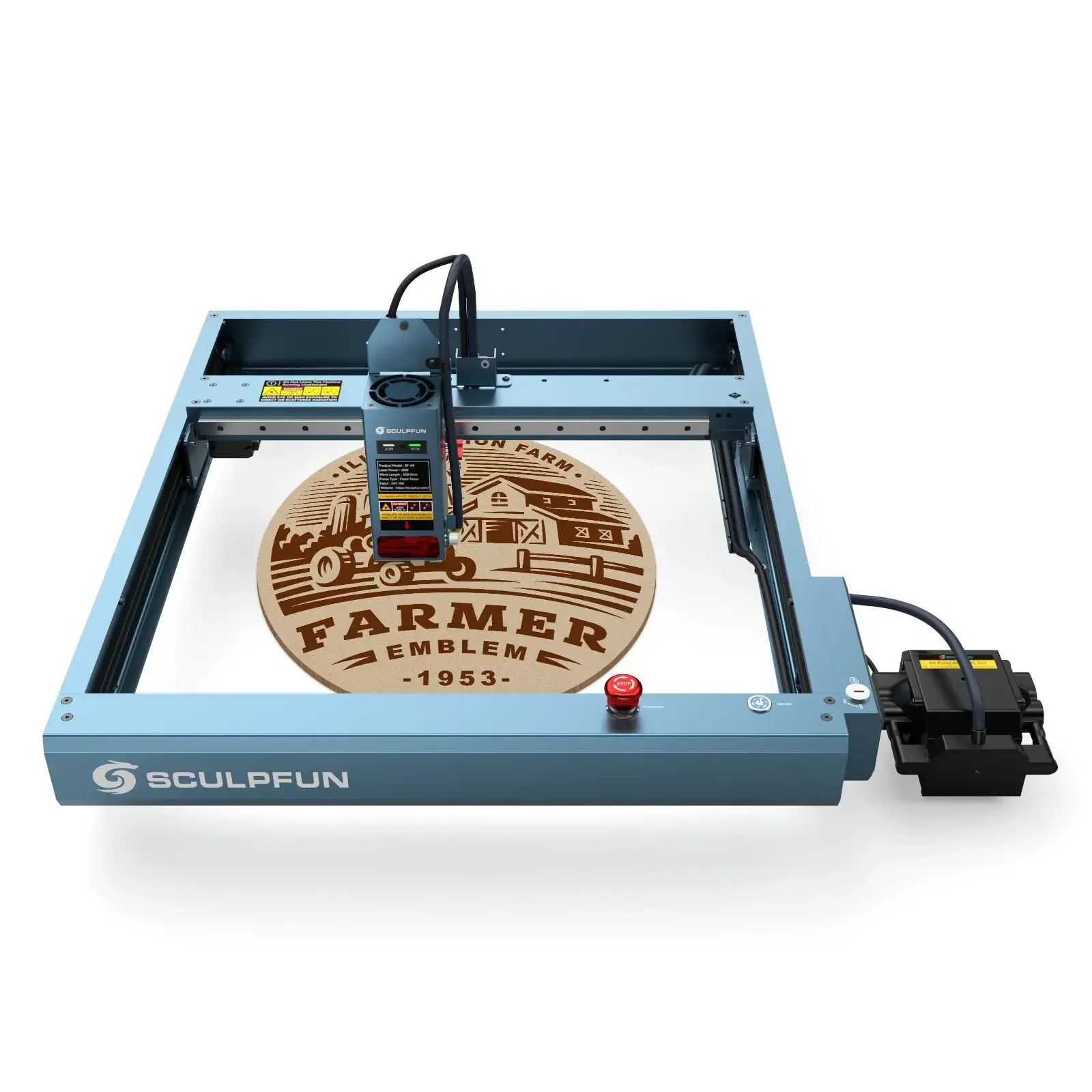 Sculpfun For A9 40W with Automatic Air Assist Flame 400x400mm Working Area Suitable for Dark Acrylic/Cardboard/Brushed Stainless