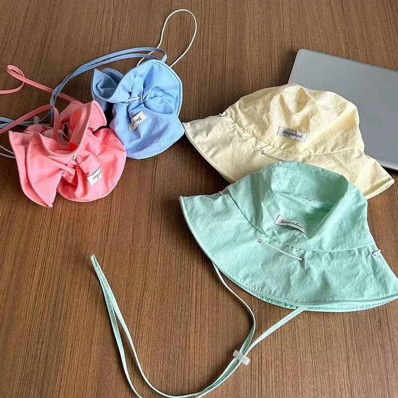 1 Stück Damen-Sommer-Sonnenhut, schnell trocknend, mit breiter Krempe, koreanischer Stil, ideal für Strand und Reisen, vielseitig einsetzbar, mit integrierter Tasche. – Detail 6