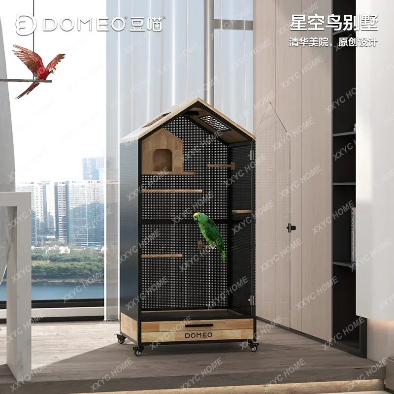 

Panoramic Parrot Bird Cage Villa Luxury Solid Wood Bird Cage Cabinet Ecological Transparent Bird Villa Can be Customized