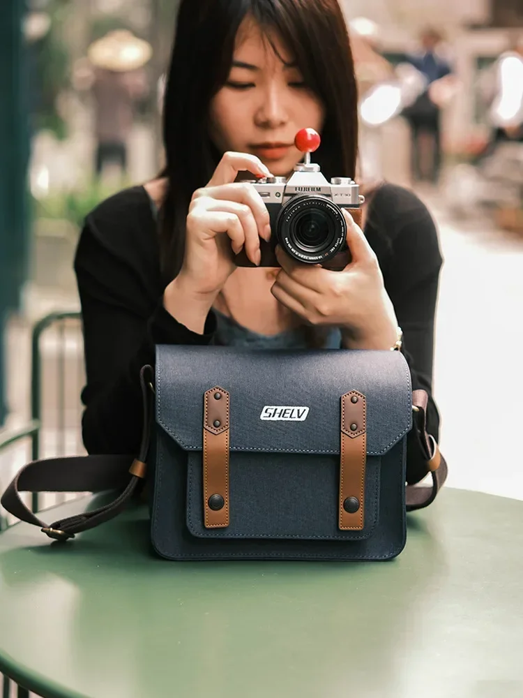 Handmade for Fuji canon Nikon Sony one shoulder waterproof camera bag mirrorless camera genuine leather professional bag