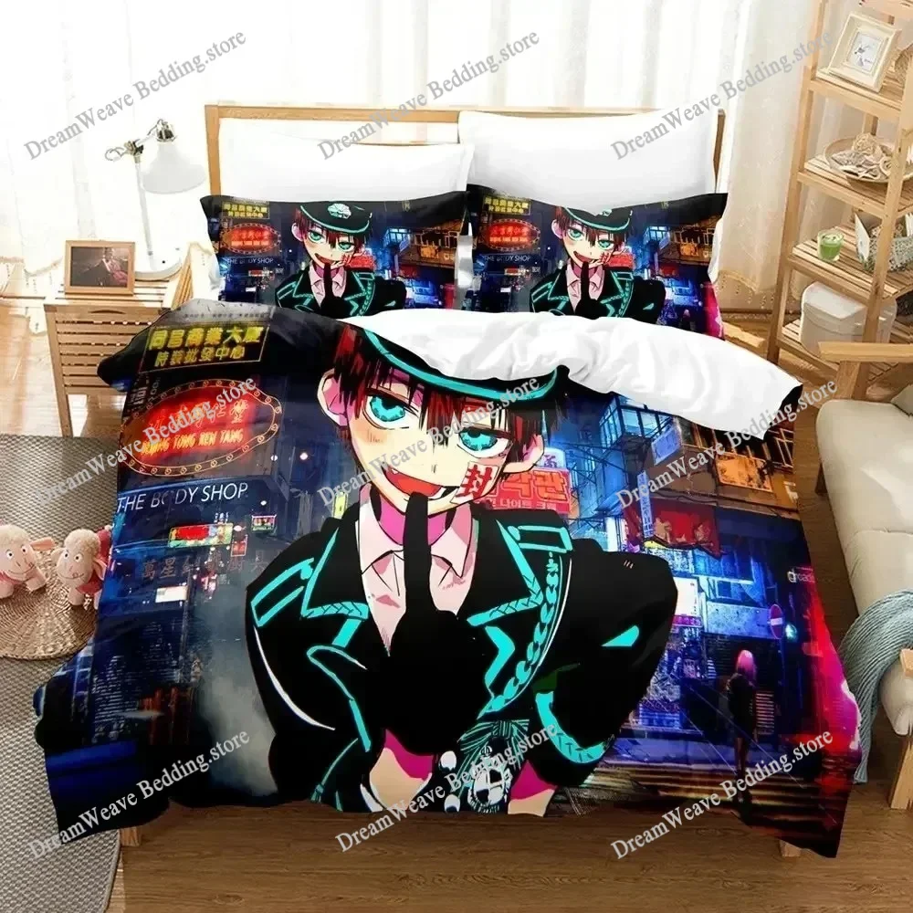 

3D Print Anime Toilet-bound Hanako-kun Bedding Set Duvet Cover Sets Comforter Bedding Double Size Adults Kids Gift Quilt Cover