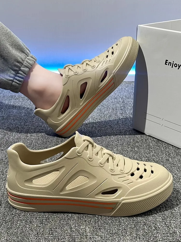 

Мужские сандалии, летняя уличная одежда, противоскользящий дезодорант, дышащий, для спорта, вождения, повседневная одежда без шнуровки, материал EVA