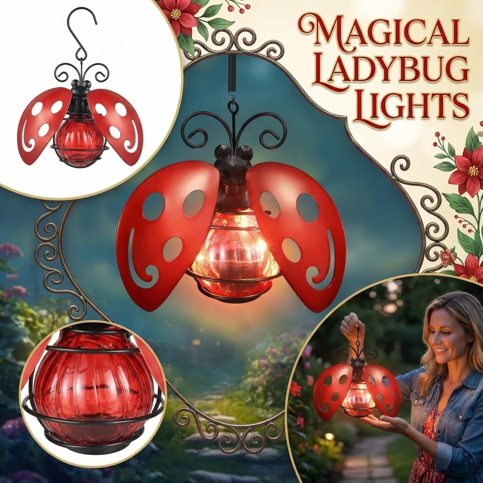 Lighting Bug Decor - Lámpara solar colgante para exteriores con