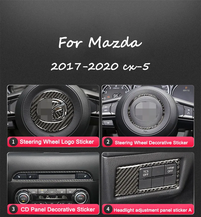 ل 2017-2020 مازدا CX-5 ألياف الكربون نافذة لوحة ملصق ملصق مزخرفة تعديل الداخلية اكسسوارات ترقية فاخرة