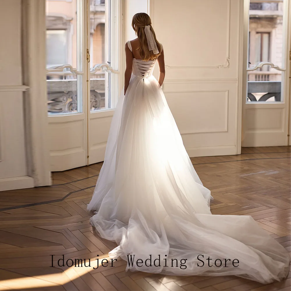 

Elegant European Style Sweetheart Corset Tulle Wedding Dress Floor Length Luxury Ball Gown for Bride Customized