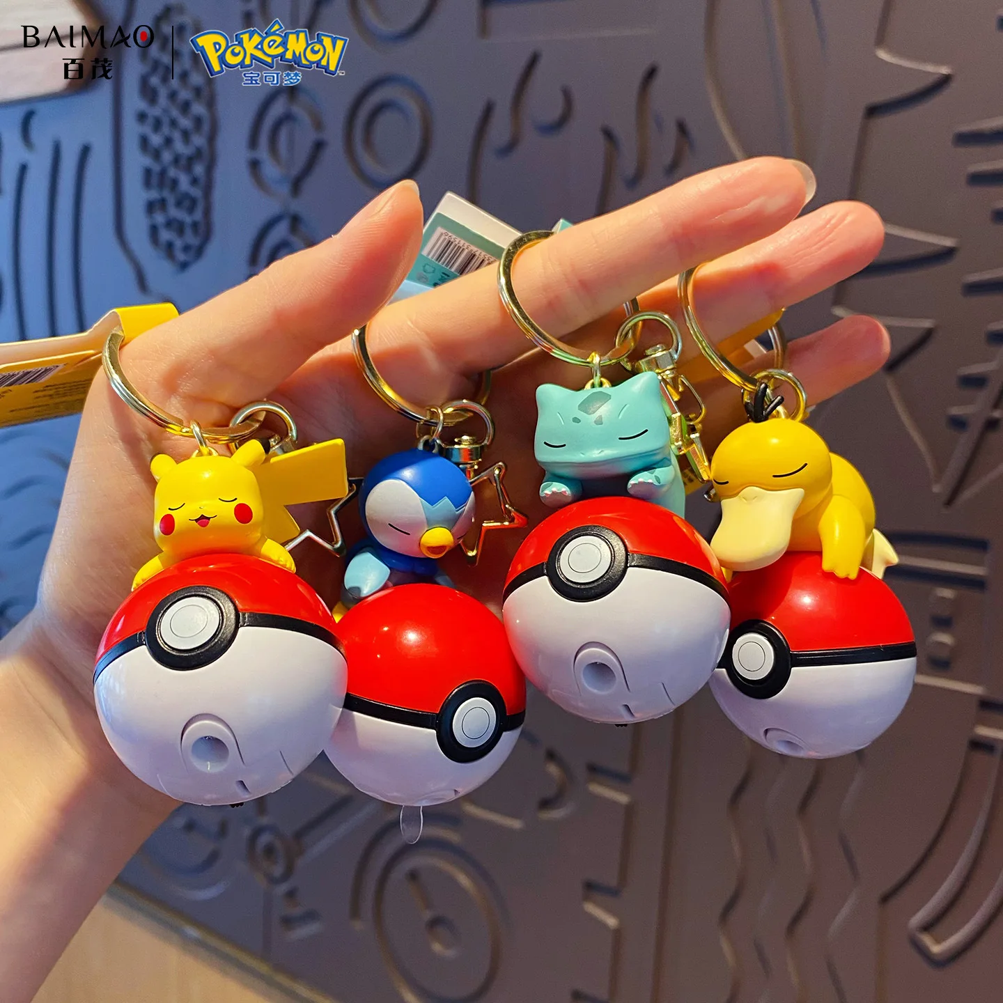 Genuíno pokemon pikachu chaveiro psyduck piplup bulbasaur anime figuras de ação brinquedo chaveiro fragrância pingente presentes de natal