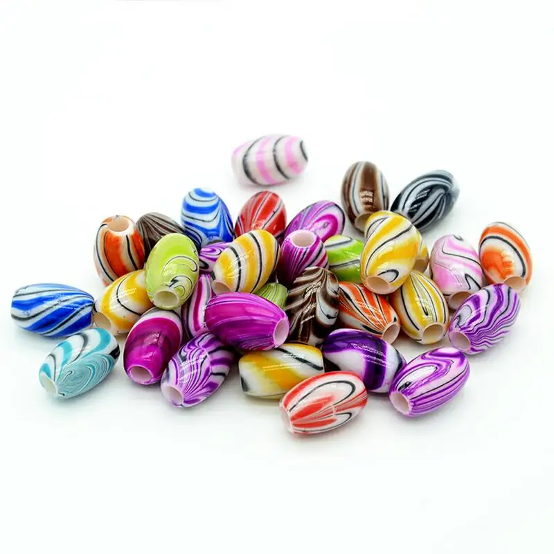 20pcs/Bag Retro Patterned 16MM Oval Barrel Beads Ink Pattern 6mm Hole For Hair Jewelry Making DIY Bracelet Spacer Accessories