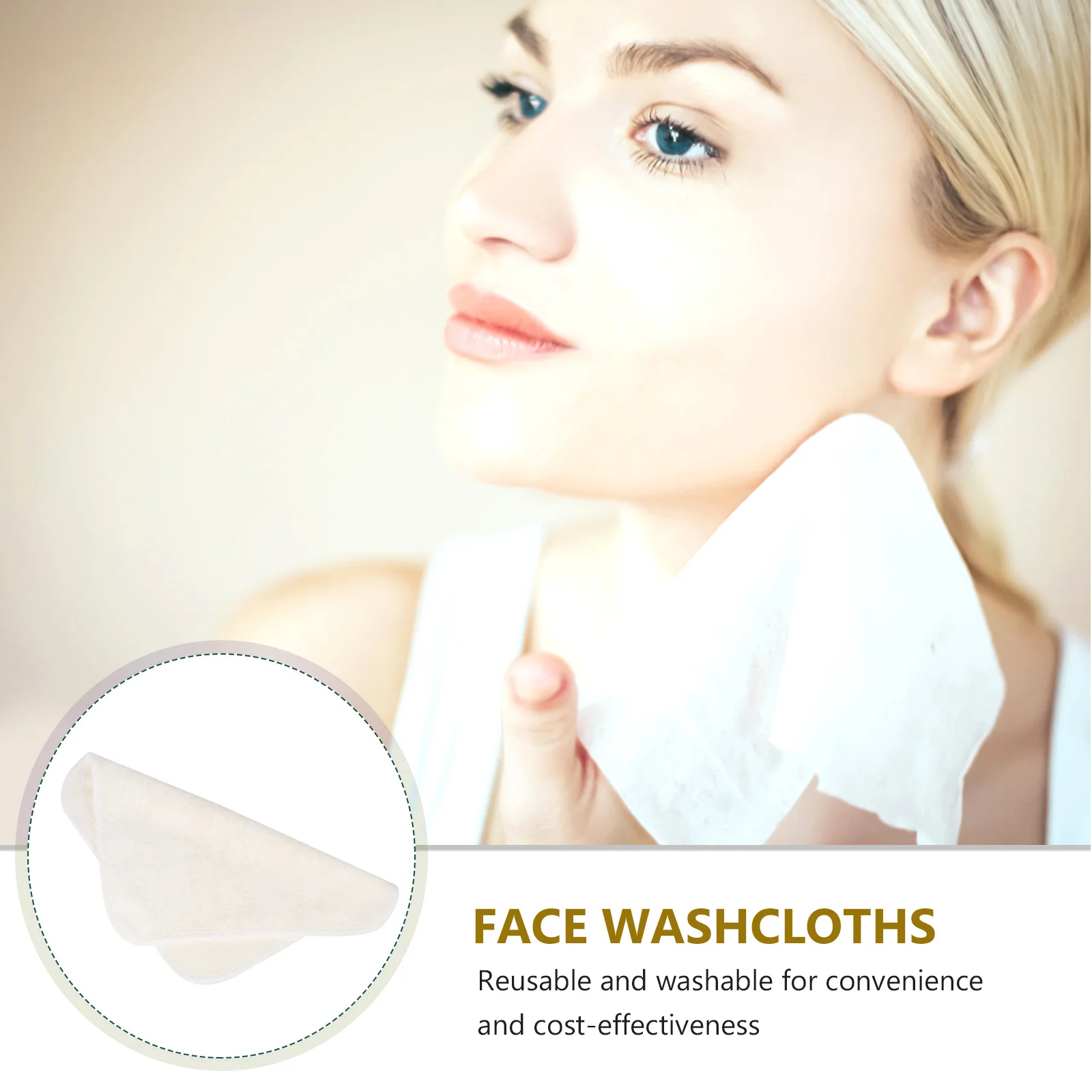 

5Pcs Soft Bamboo Fiber Face Cleaning Cloths Reusable Washable Exfoliating Towels Beige Portable Exfoliating Washcloth