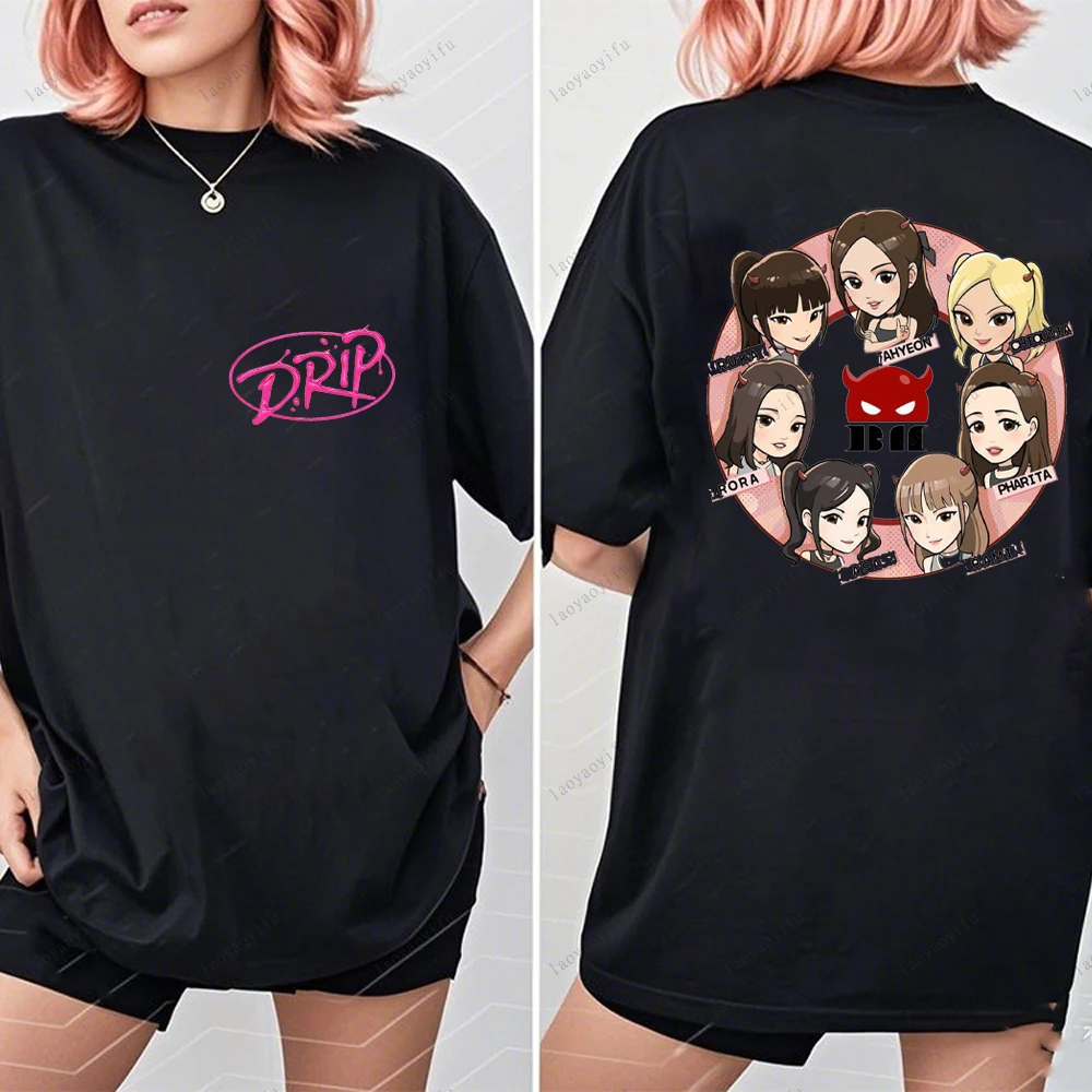 BABYMONSTER Kpop Bandเสื้อยืดแฟชั่นเกาหลีฤดูร้อนพิมพ์Teeฤดูร้อนUnisexหลวมHarajuku Breathable Camisetas