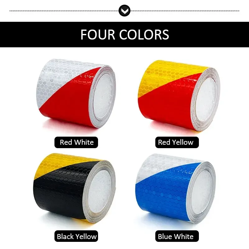 5cm*3m Car Reflective Tape Printed Strip Reflector PVC Reflective Film Traffic Safety Warning for Truck Bike Car Decoration