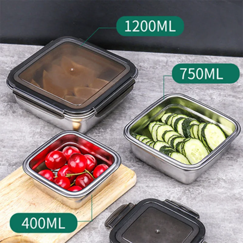 1200/750/400ML Lunch Box Sets Food Grade 304 Stainless Steel Anti-leak Bento Box Strong Tightness Microwave Can Heating Lunchbox