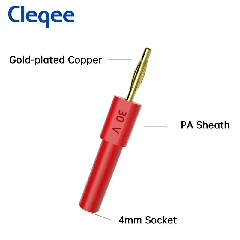 Conectores de cobre chapeados a ouro da tomada da banana de cleqee p720 2mm com soquete 30v/10a de 4mm para o conversor das sondas do teste do orador