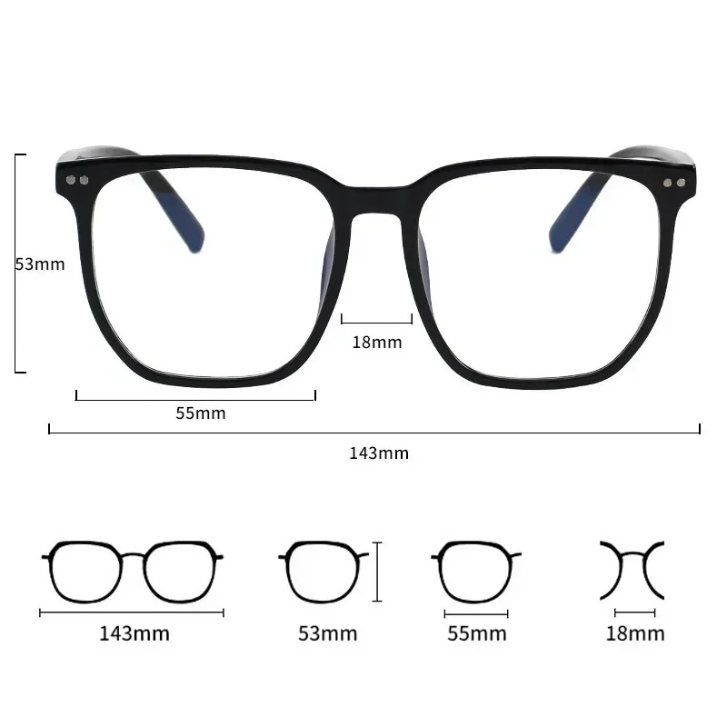 2024 Vintage Retro Black Frame Anti Blue Light Glasses Retro Square Frame Women Men Eyewear Optical Spectacle Eyeglasses