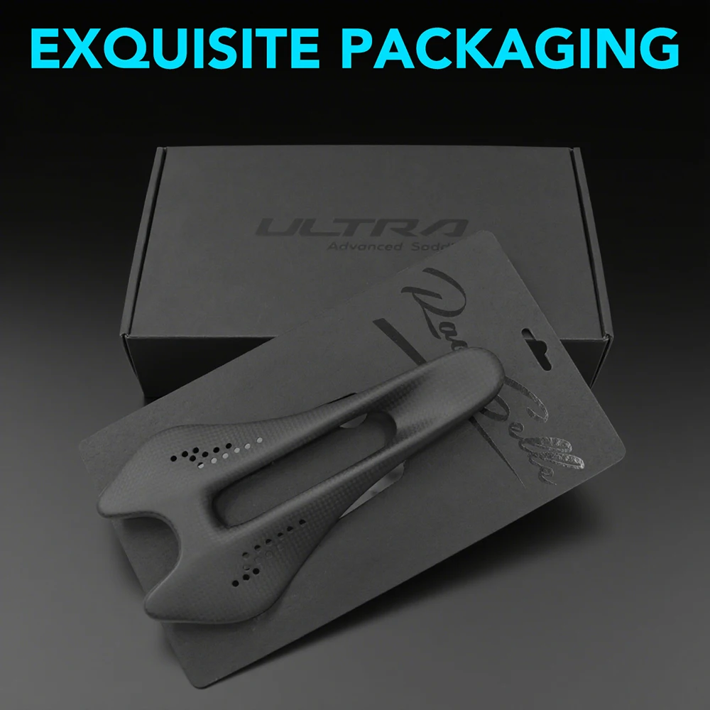 Selle de vélo de route en fibre de carbone ULLICYC, ultralégère, 242*122mm, entièrement en carbone, double piste, creuse, respirante