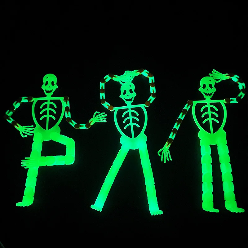 Mobile Phone Bracket Luminous Skeleton Man Children Toy Blue Novelty Prop Skeleton People Decor Halloween Haunted House Decorati