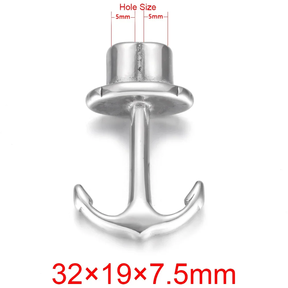 Stainless Steel Anchor Hooks Double Hole 5mm Bracelet Clasp Jewelry Making Finding DIY Supplies Metal Accessories Wholesale