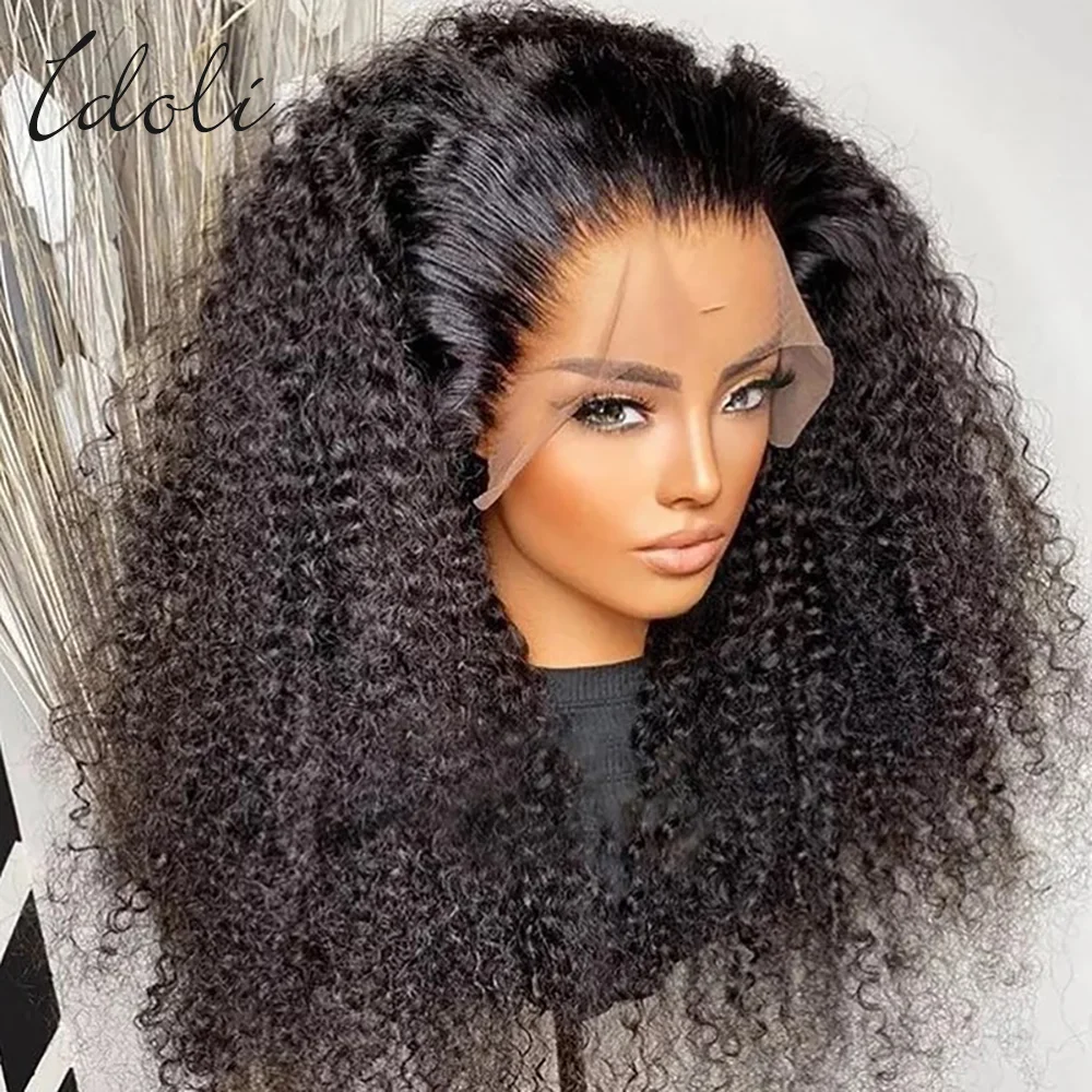 

13X4 13X6 Kinky Curly Lace Front Human Hair Wigs For Black Women Brazilian HD Transparent Lace Frontal Wig 180% Density 12-34Inc