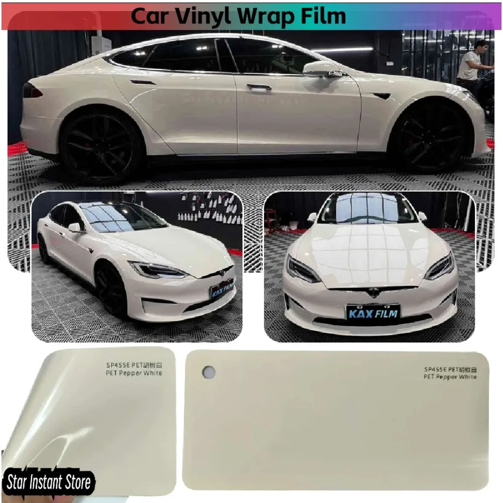 

Best Selling PET Super Gloss Pepper White PET Liner Anti-Scratch Wrap Vinyl Color-Changing Vinyl Stickers Anti Sand 17M/Roll