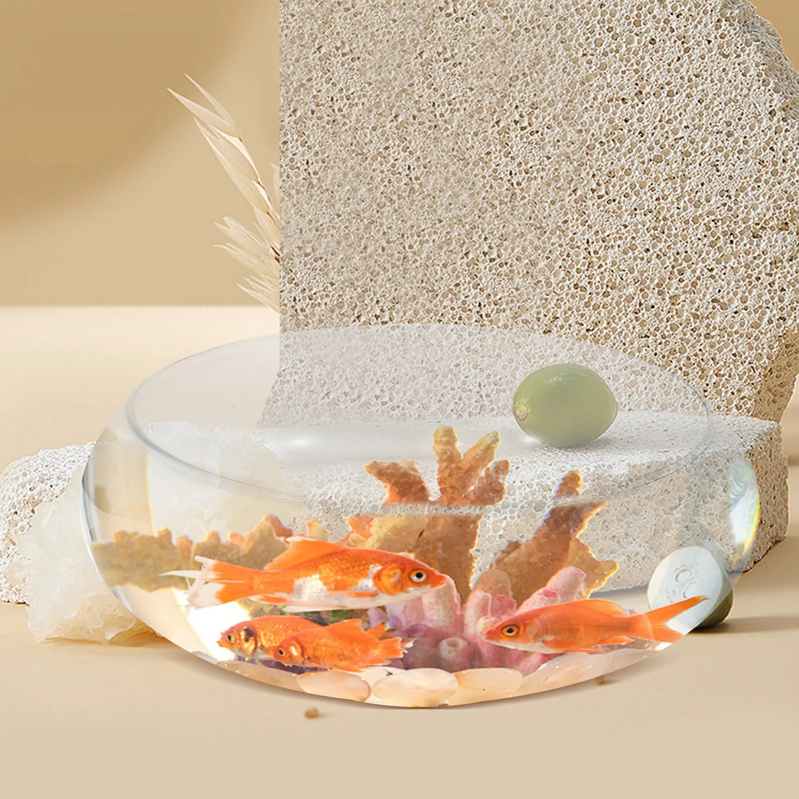 

Glass Fish Bowl Small Desktop Aquarium for Fish and Hydroponic Plants Transparent Round Tank Home Office Decorative Use
