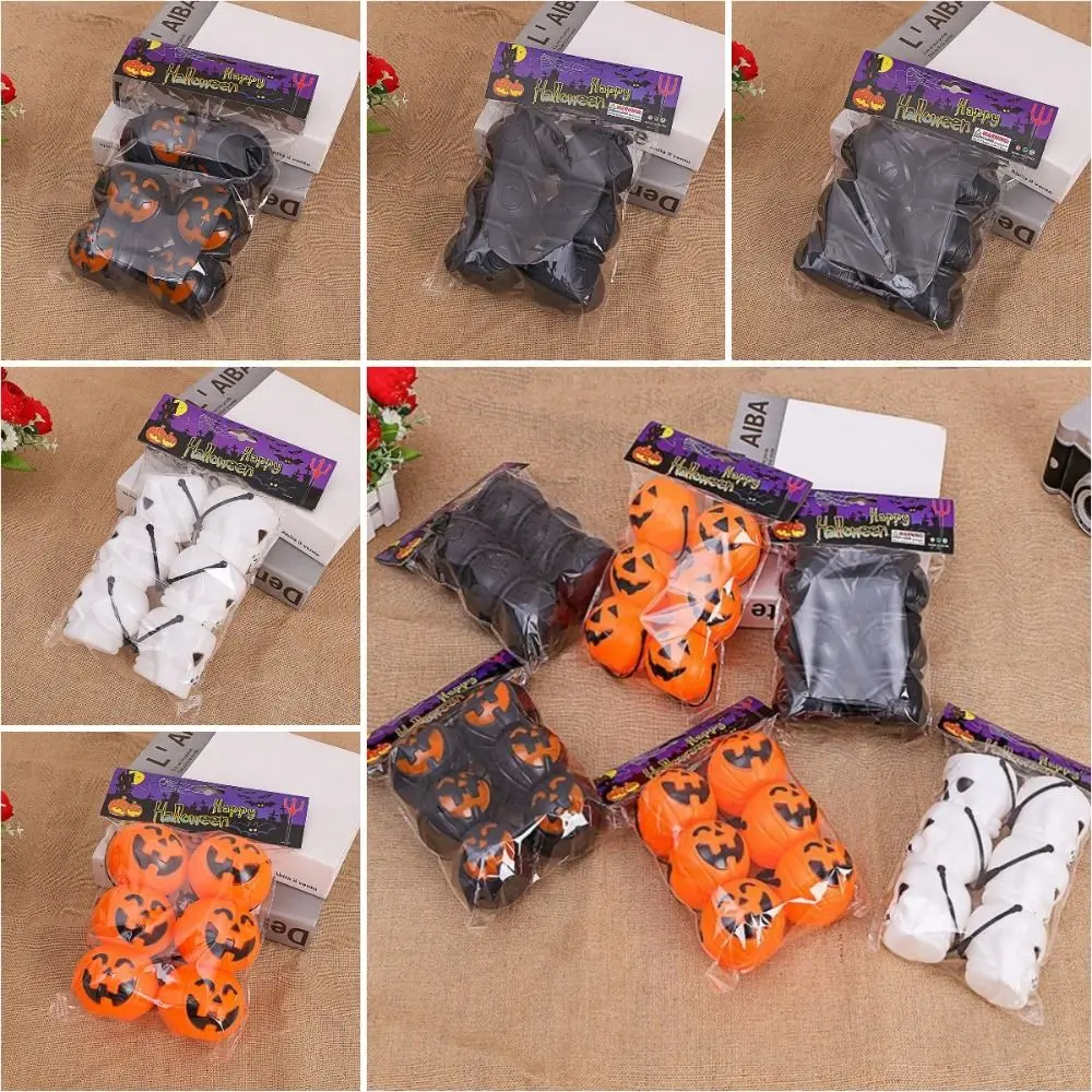 6pcs /set Candy Buckets Halloween Pumpkin Bucket Mini Pumpkin Bucket With Handle Halloween Plastic Costume Christmas Party