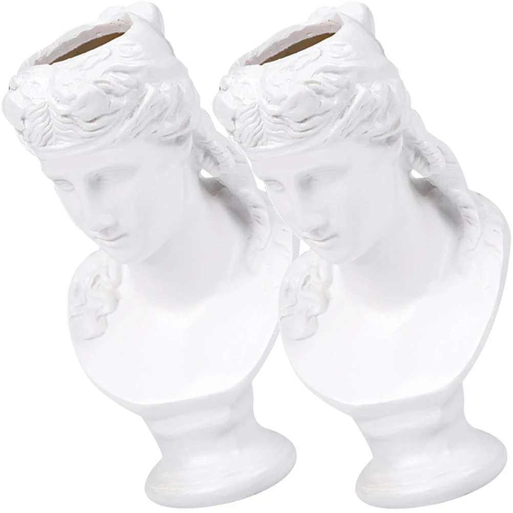 

2 Pcs Nordic Art Pen Holder Vintage Home Decor Resin Pencil Holders Greek Penholder Desktop Brush Cups for Statue Woman