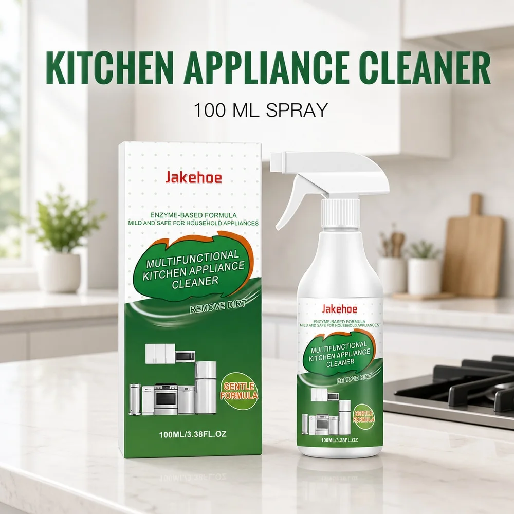 Jakehoe Kitchen Appliance Cleaner Spray 100 ml for Cooktops Stoves Ovens Microwaves Refrigerators and Countertop Grease Care Kit