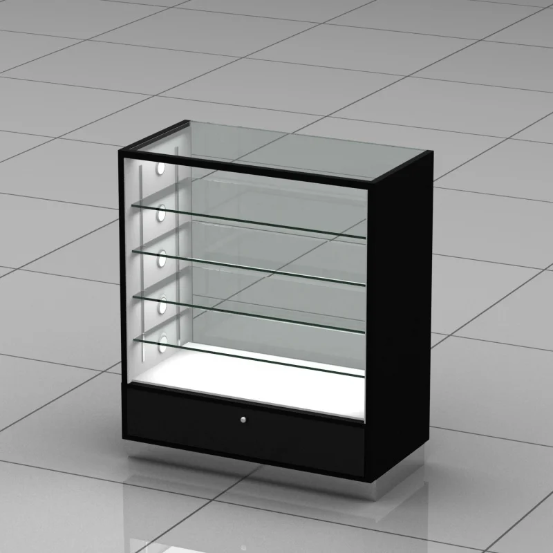 Custom. Black Jewelry Showroom Display Showcase Glass Display Counter Wooden Display Show with Led