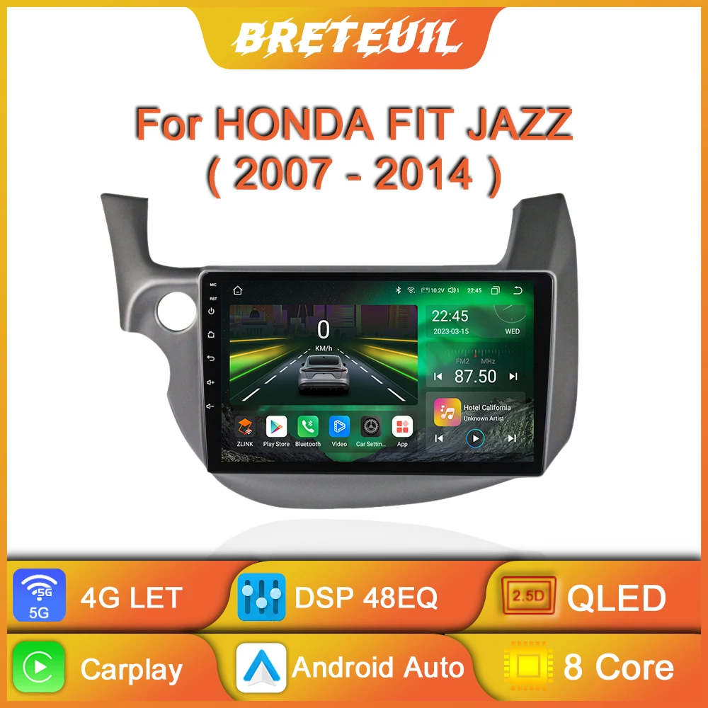 Android Car Radio For HONDA FIT JAZZ 2007 - 2014 Multimedia Video Player GPS Navigation Carplay QLED Touch Screen Auto Stereo 8G