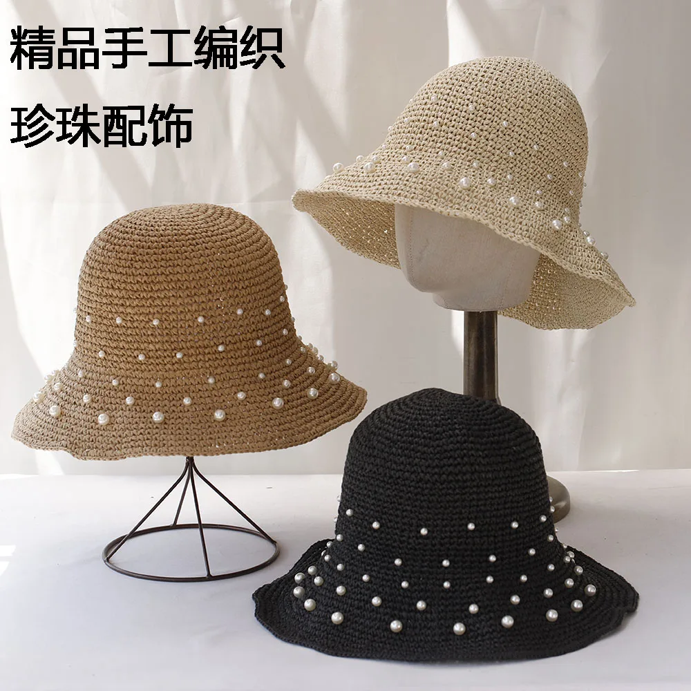 

NEW Women Sun Hat with knit Wide Large Brim Beach Hats Summer Straw Hat Foldable Chapeau Femme Beach UV Protection Cap