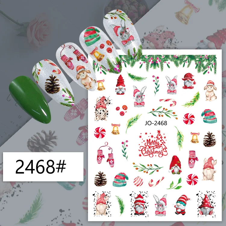 Cartoon 3D Santa Claus Snowman Nail Stickers Christmas Series Nail Art Decoration Relief Snowflakes Maple Leaf Elf Nail Sticker