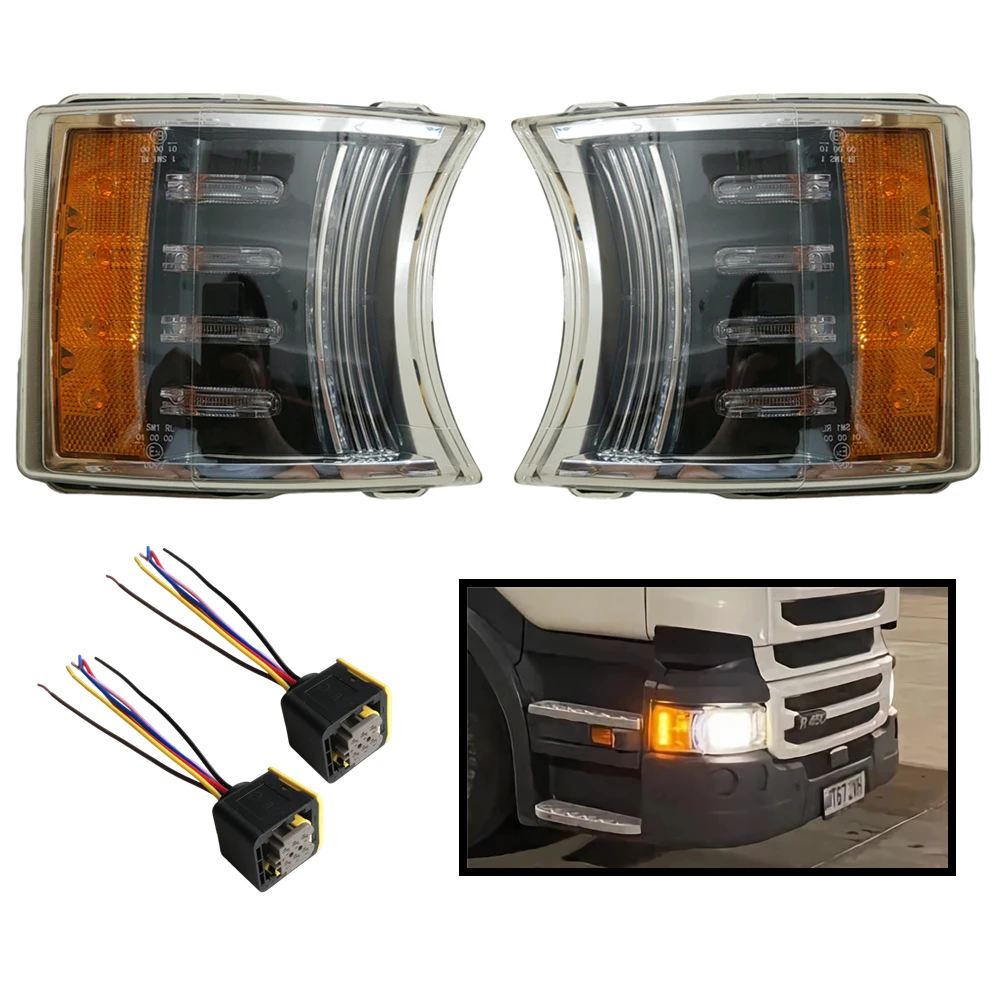 

1 Pair LED Corner Light For Scania Truck R450 R730 P450 R420 R500 R520 R620 Side Headlight Turn Signal 1387155 With Connector