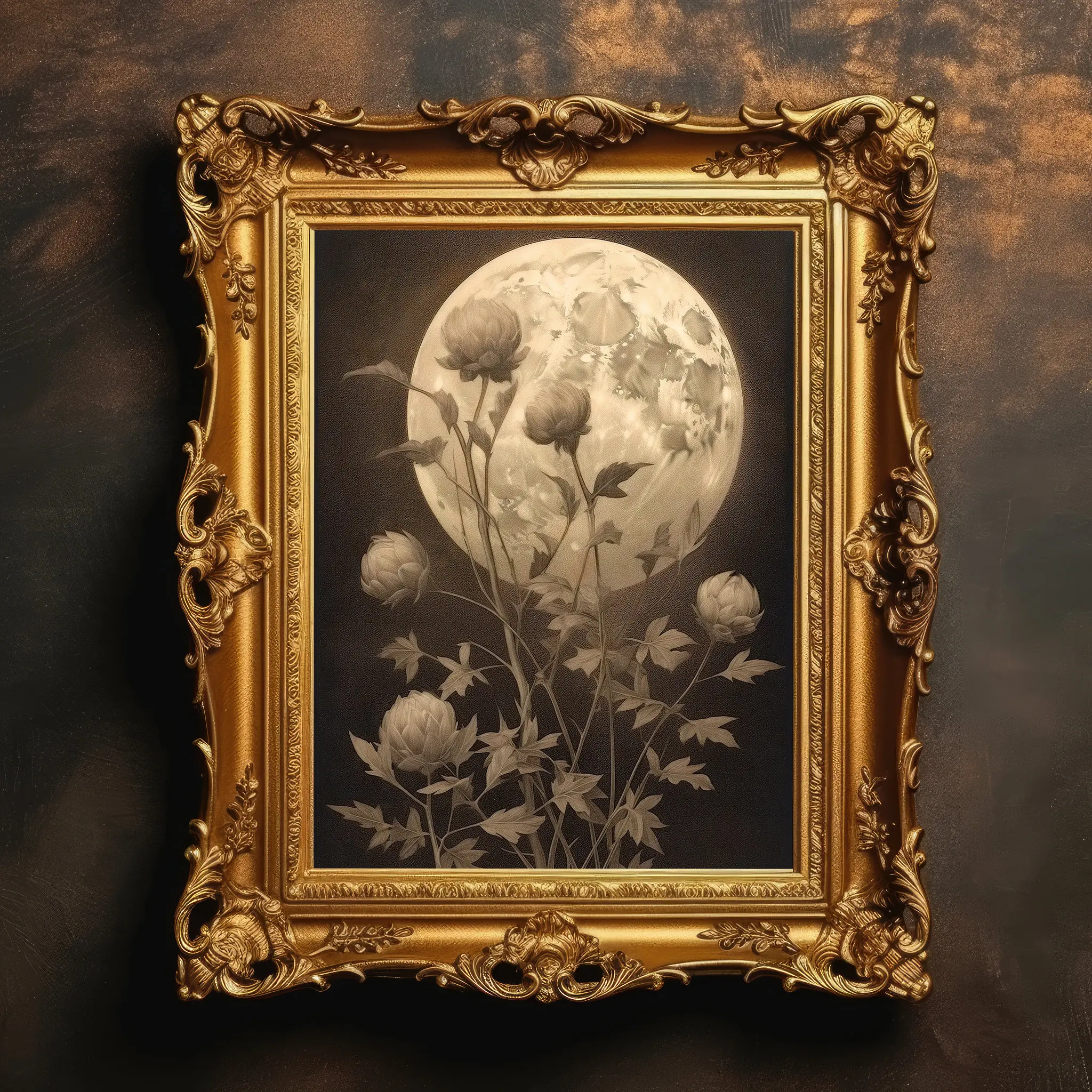 Affiches Vintage Esthétique Florale Botanique Peinture Papillon Doré Style Académique Sombre Impression sur Toile Décoration Maison Style Victorien