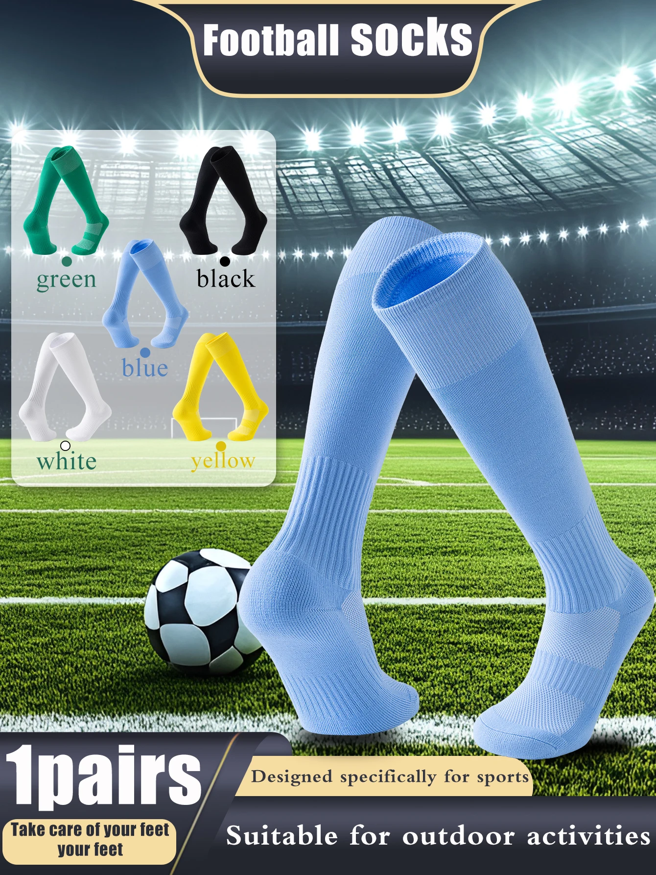 

1 pairs of men's comfortable and breathable compression socks, suitable for outdoor activities, football, cycling