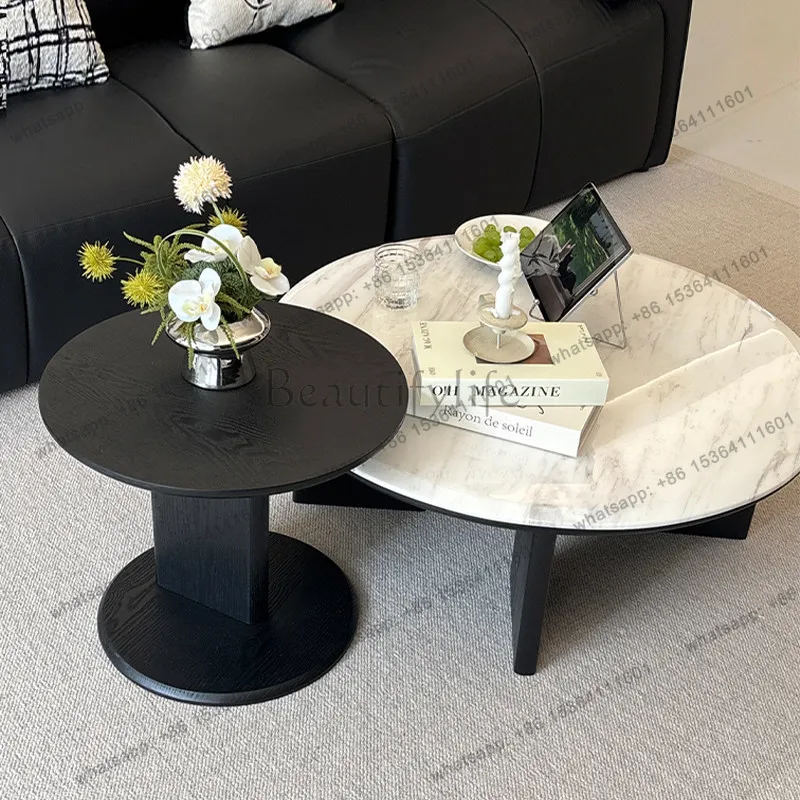 Italian minimalist marble coffee table modern light luxury high sense