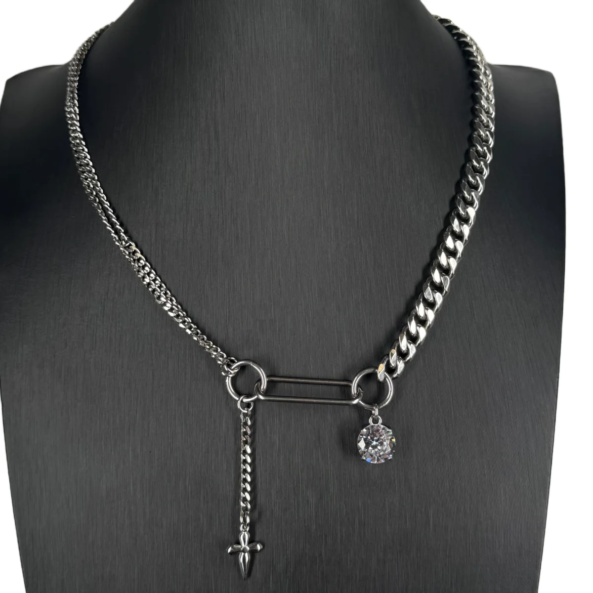 Punk Rock Gothic Edelstahl Silberfarbene Dornenkette Halskette Choker Charm Mode Damen Herren Wasserfester Schmuck Geschenke – Detail 1