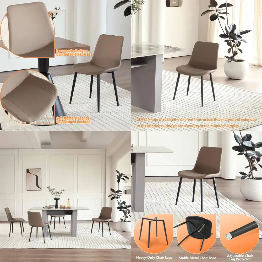 

Современный кожаный обеденный стул из 6 предметов, удобный для кухни, столовой, гостиной и домашнего использования