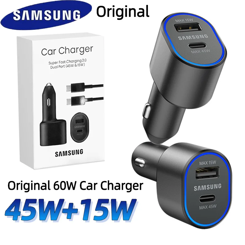 Carregador de Carro Original SAMSUNG Tipo C 60w 45w 15w PD, Cabo de Carregamento Rápido para Samsung Galaxy S26 S25 S24 S23 Z Fold 8 7 6