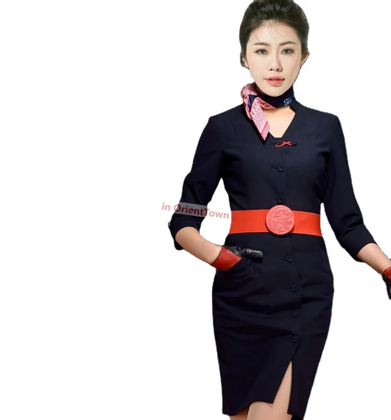 China Eastern Airlines Stewardess Uniform Air College Garment Girl Hotel Front Desk Dress Sales Department Professional Suit