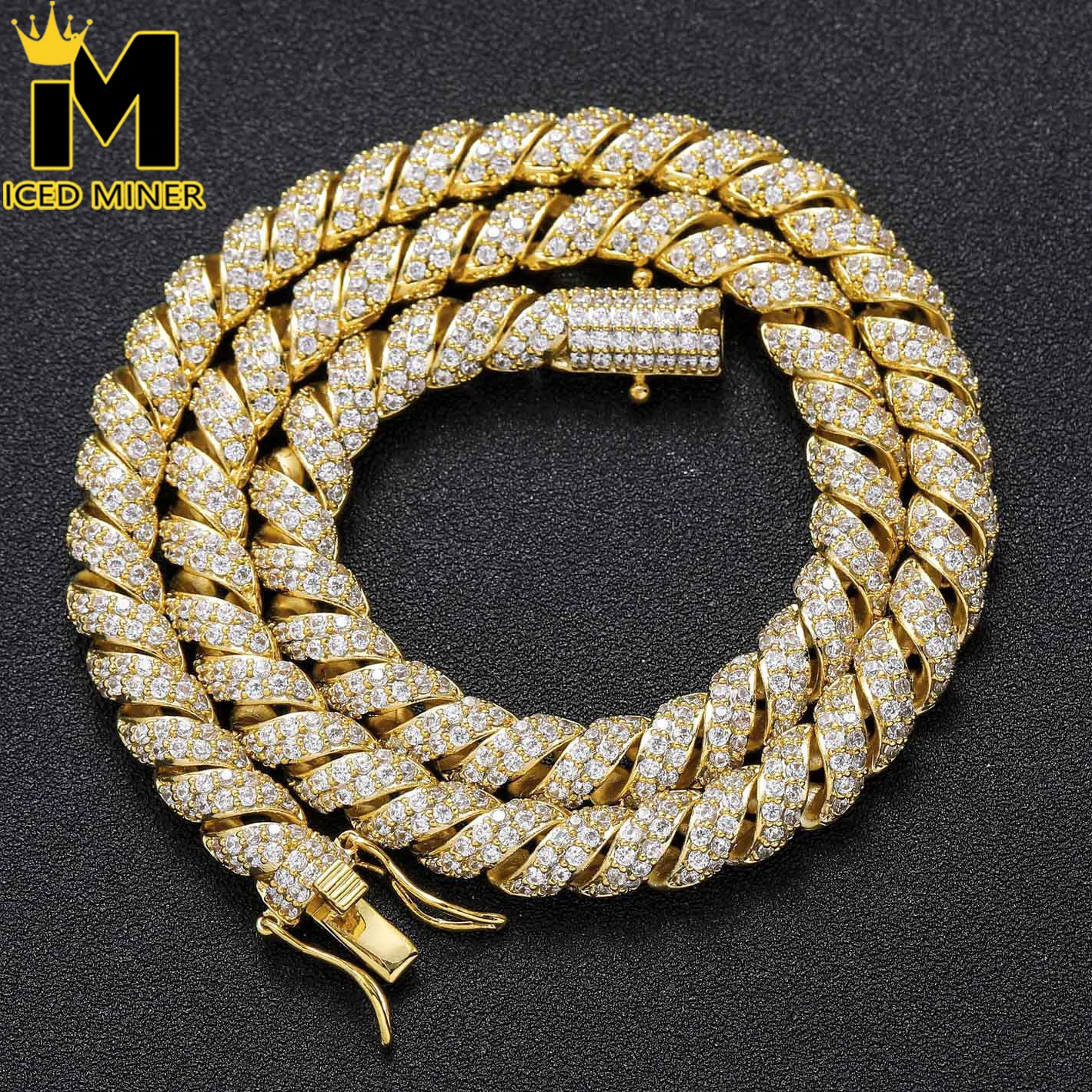 8mm 5A Zircon Twisted Chain Hemp Rope  Necklace Cuban Chain Iced Out For Men And Women Fashion Hip Hop Jewelry Free Shipping