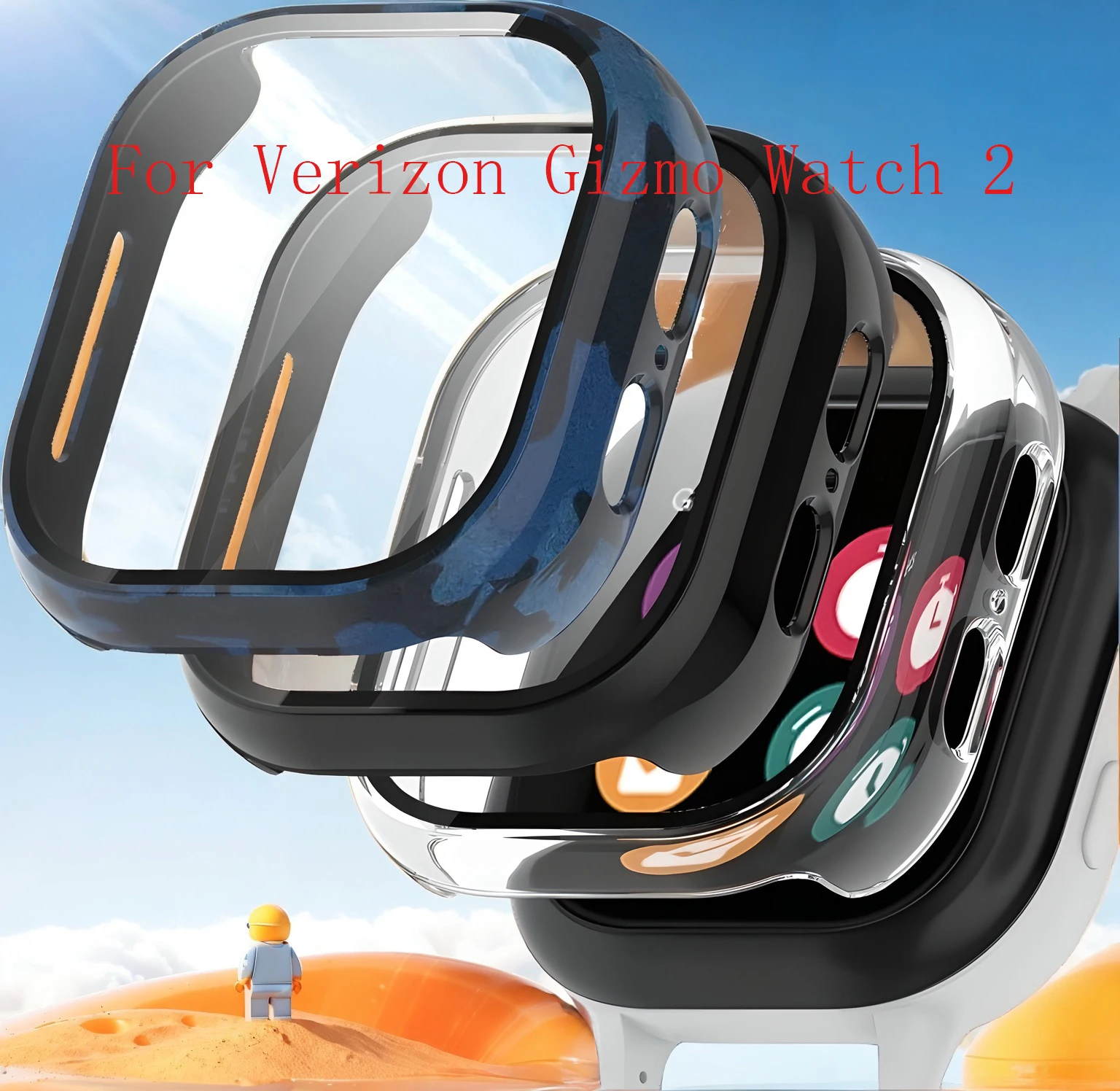 Screen Protector Case for Verizon Gizmo Watch 2, Film Hard PC Bumper Anti-Scratch HD Ultra-Thin Protective Glass Face Shell.