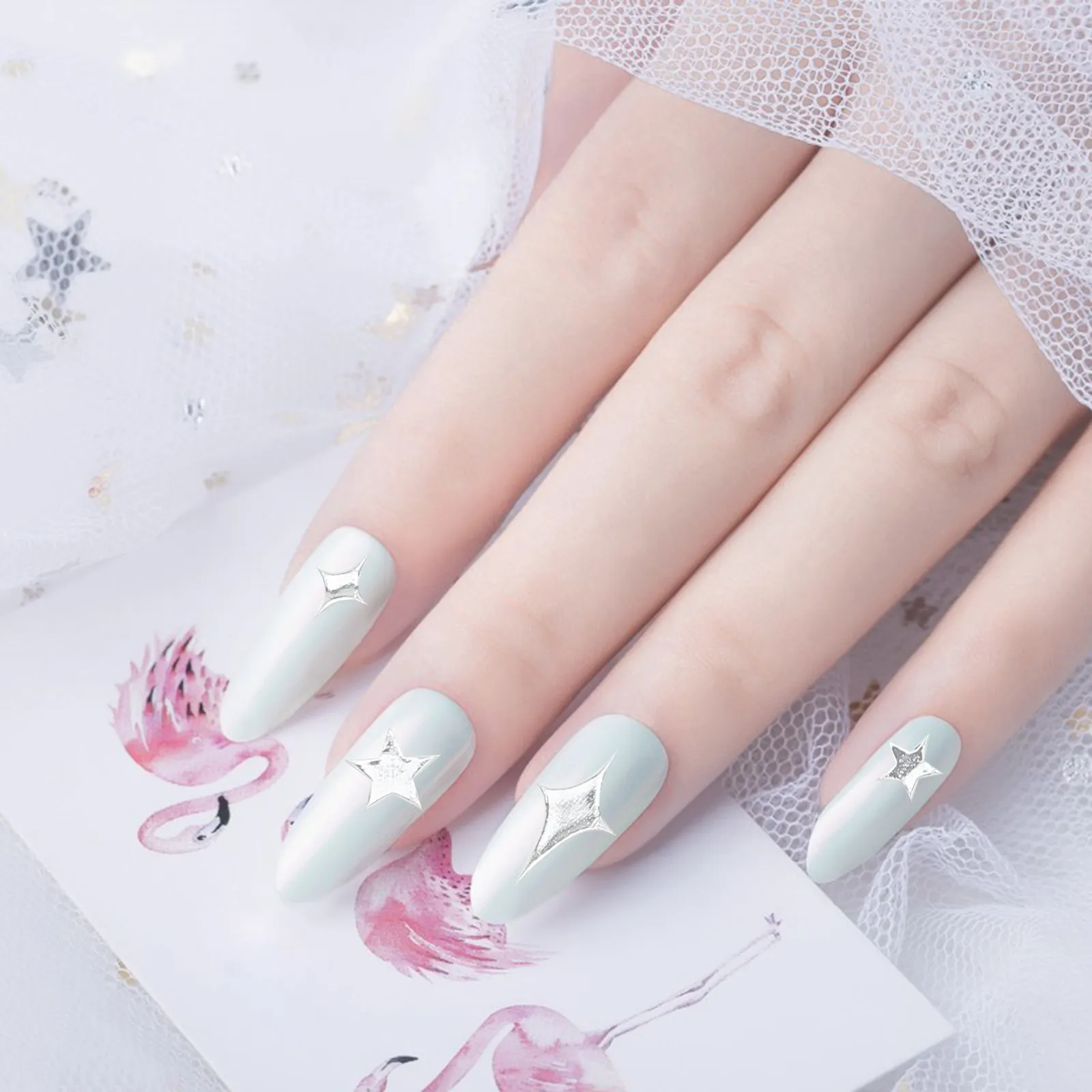 8Sheets Star Foil Nail Stickers Premium Texture Easy Apply DIY Nail Art Decals Manicure Ornaments Perfect for Salon