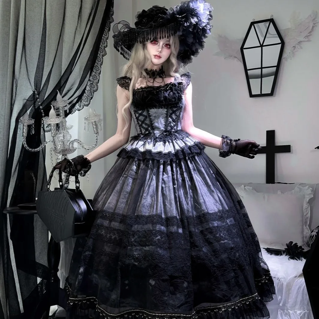 

Original Design Lolita Dress Princess Elegant Cla Strap Dress Women's Japanese Girls Retro Gothic Style Dress